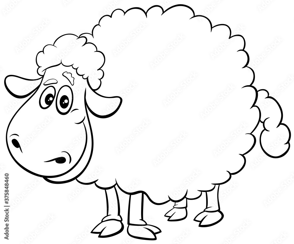 sheep farm animal character coloring book page sheep farm animal character coloring book page