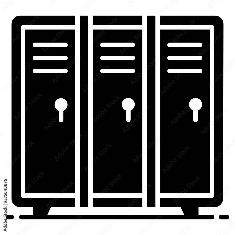 Three door cupboard with locks in a room depicting locker room
Three door cupboard with locks in a room depicting locker room