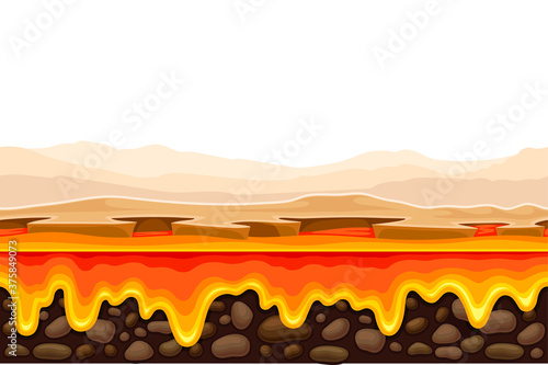 Game Platform with Uneven Terrain and Environment Vector Illustration