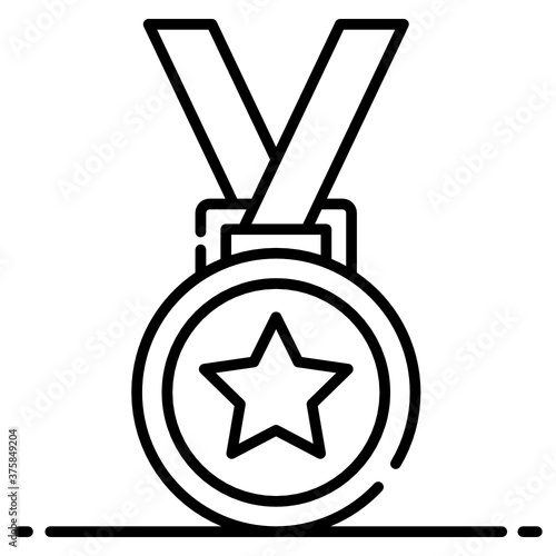  Star medal icon in style, achievement concept vector 