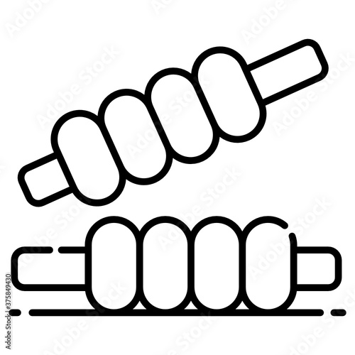 
Sports equipment used by players for supporting wicket, design of wicket bails icon
