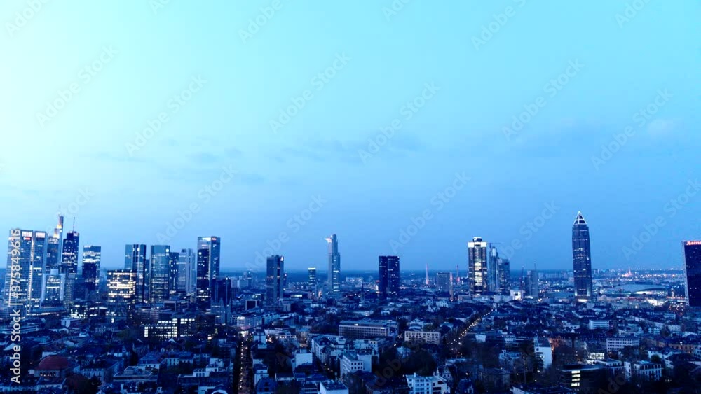 Scenic cityscape view at twilight, Frankfurt, Hesse, Germany Scenic cityscape view at twilight, Frankfurt, Hesse, Germany