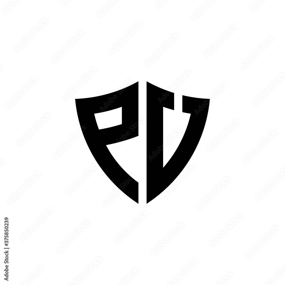 PU monogram logo with shield shape design template PU monogram logo with shield shape design template