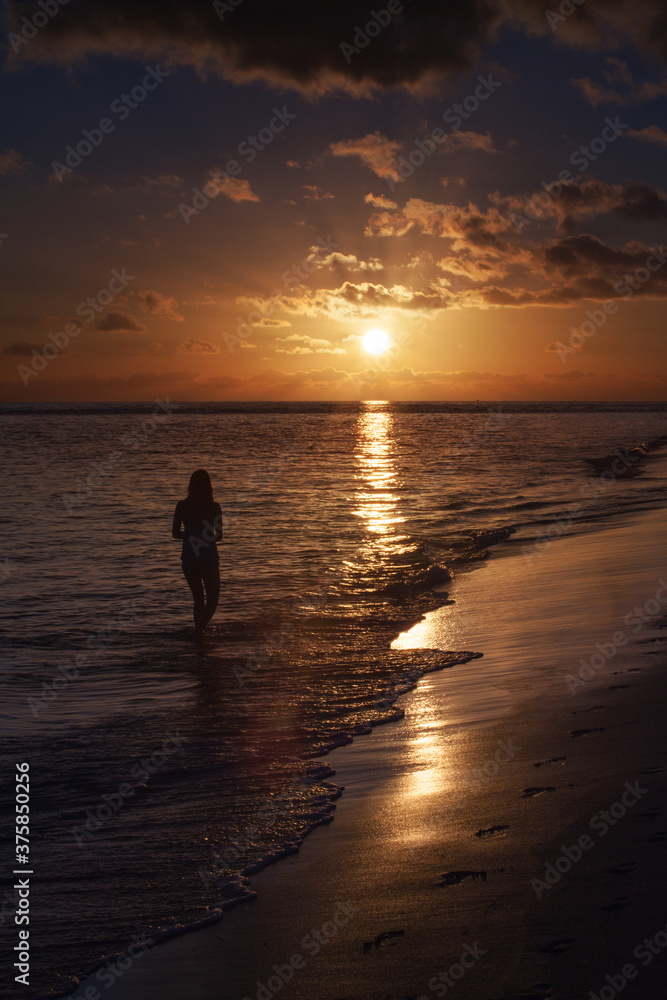 Woman on the Beach at Sunset Woman on the Beach at Sunset