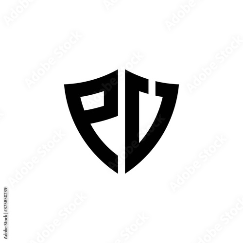 Free Download PU monogram logo with shield shape design template - GFXLoad