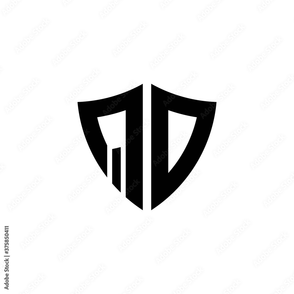 QD monogram logo with shield shape design template QD monogram logo with shield shape design template