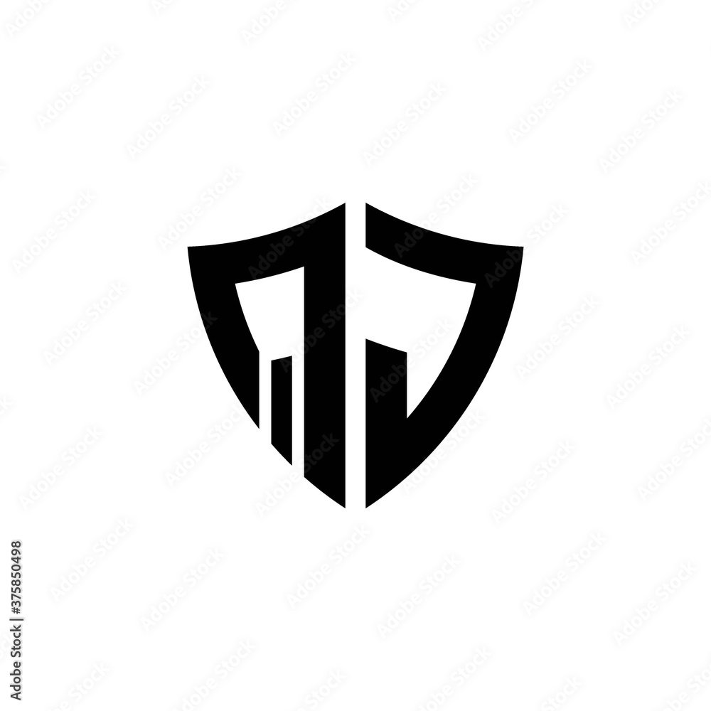 QJ monogram logo with shield shape design template QJ monogram logo with shield shape design template