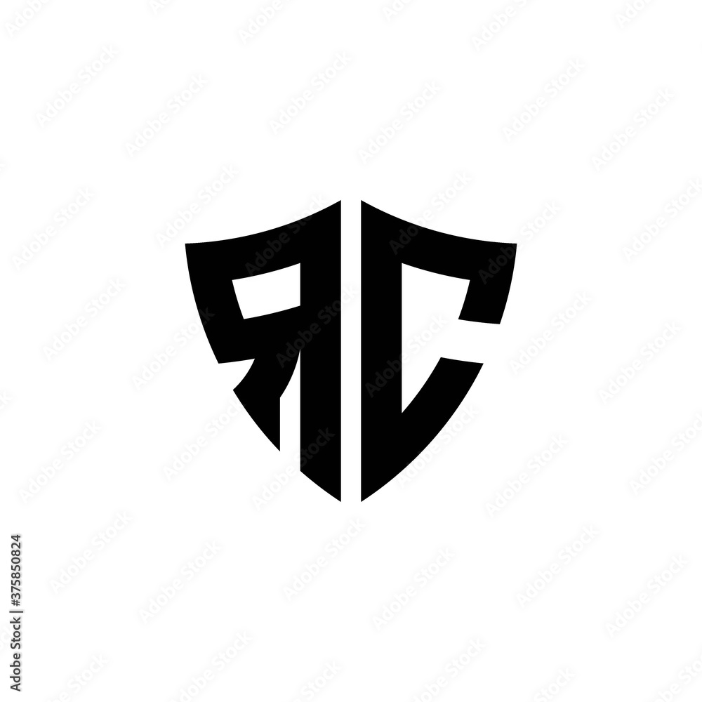 RC monogram logo with shield shape design template RC monogram logo with shield shape design template
