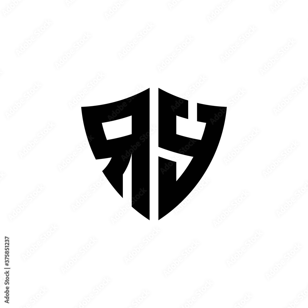 Obraz premium RY monogram logo with shield shape design template