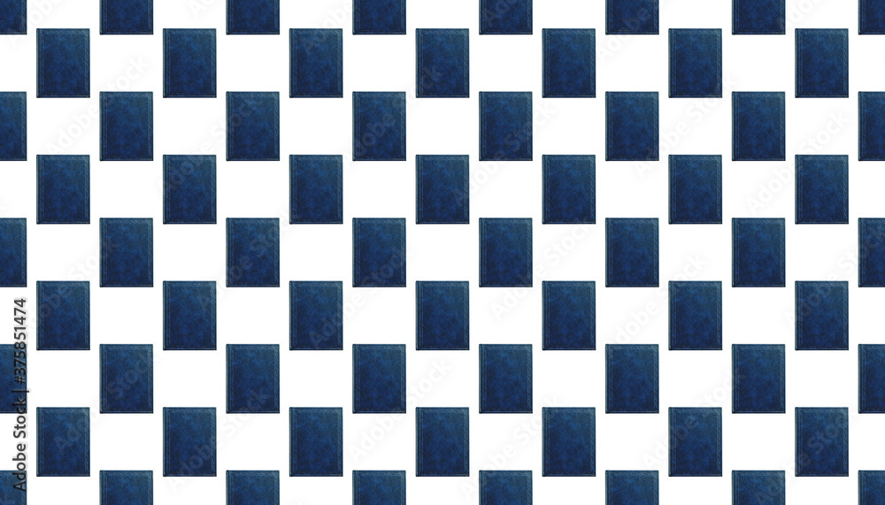 seamless pattern of book with cover blue color isolated on white background, top view close-up seamless pattern of book with cover blue color isolated on white background, top view close-up