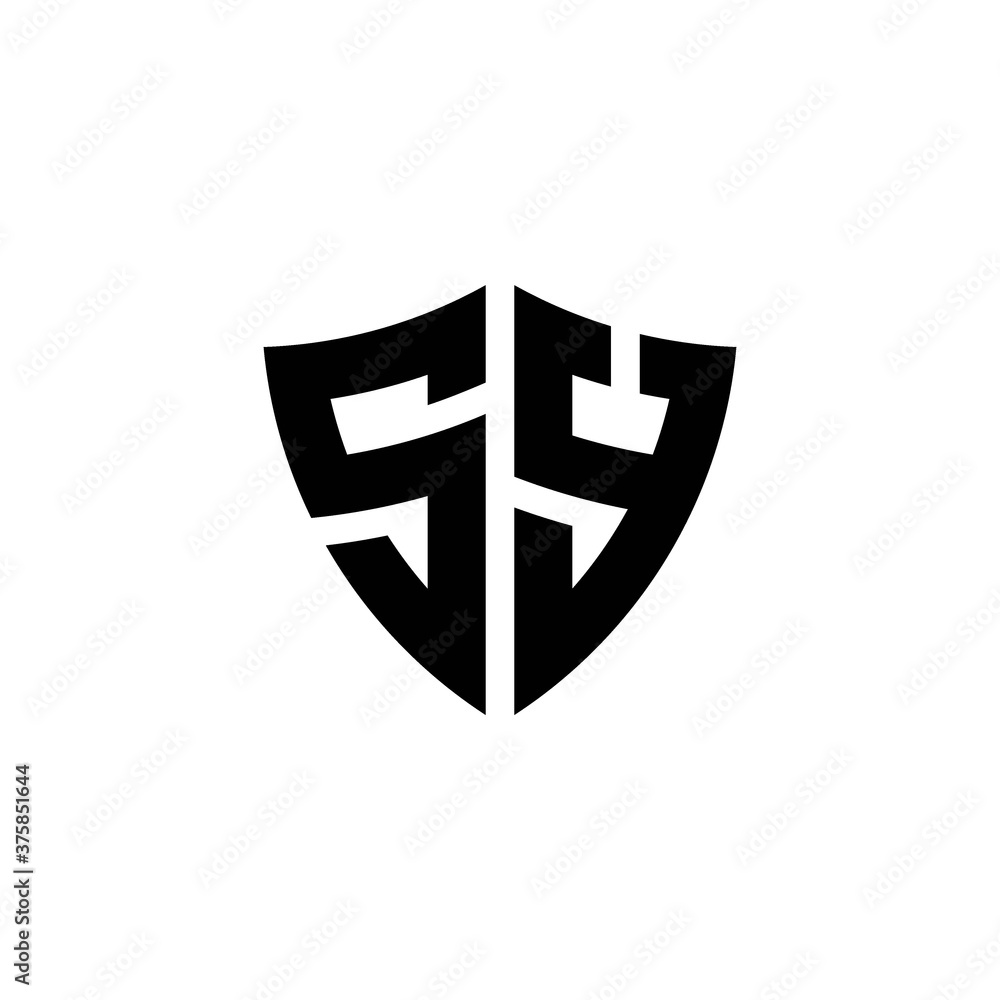 Obraz premium SY monogram logo with shield shape design template