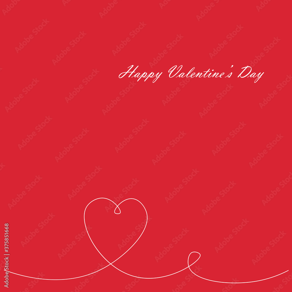 Valentines day card with heart, love red design. Vector illustration