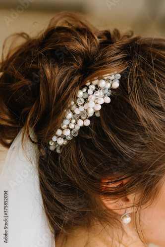 Jewelry on the bride's head for wedding