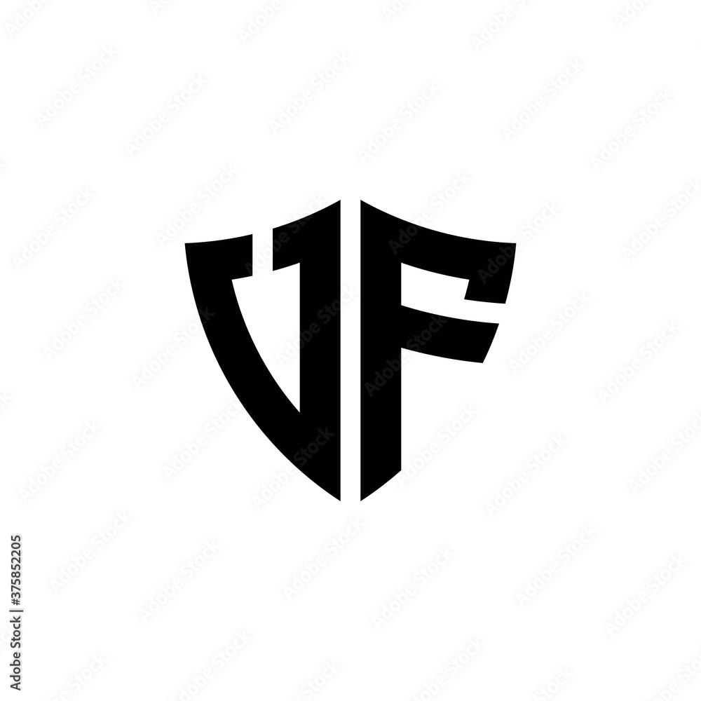 UF monogram logo with shield shape design template UF monogram logo with shield shape design template