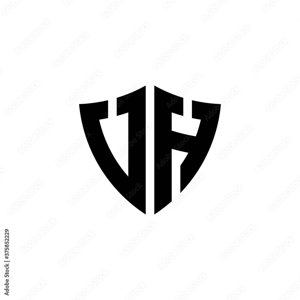 UH monogram logo with shield shape design template UH monogram logo with shield shape design template