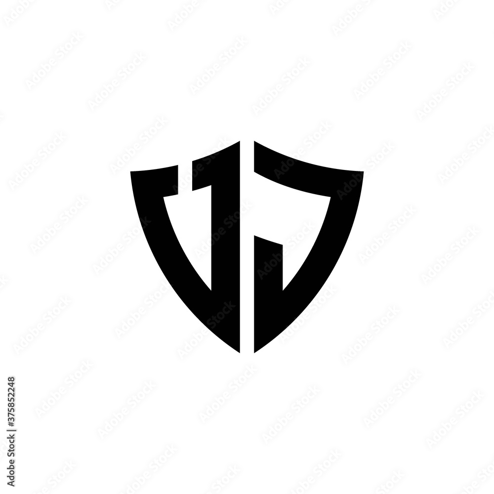 UJ monogram logo with shield shape design template UJ monogram logo with shield shape design template