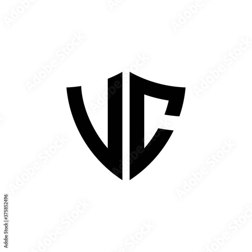 VC monogram logo with shield shape design template