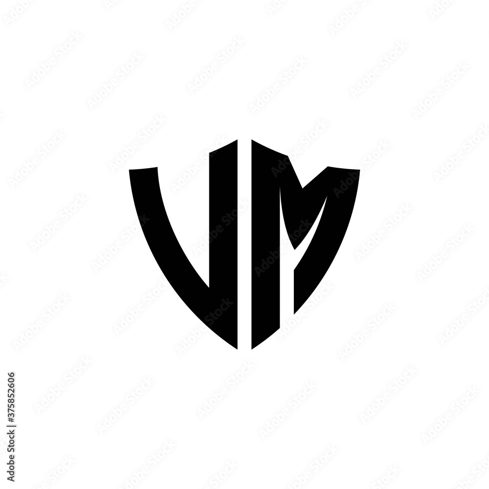 VM monogram logo with shield shape design template VM monogram logo with shield shape design template