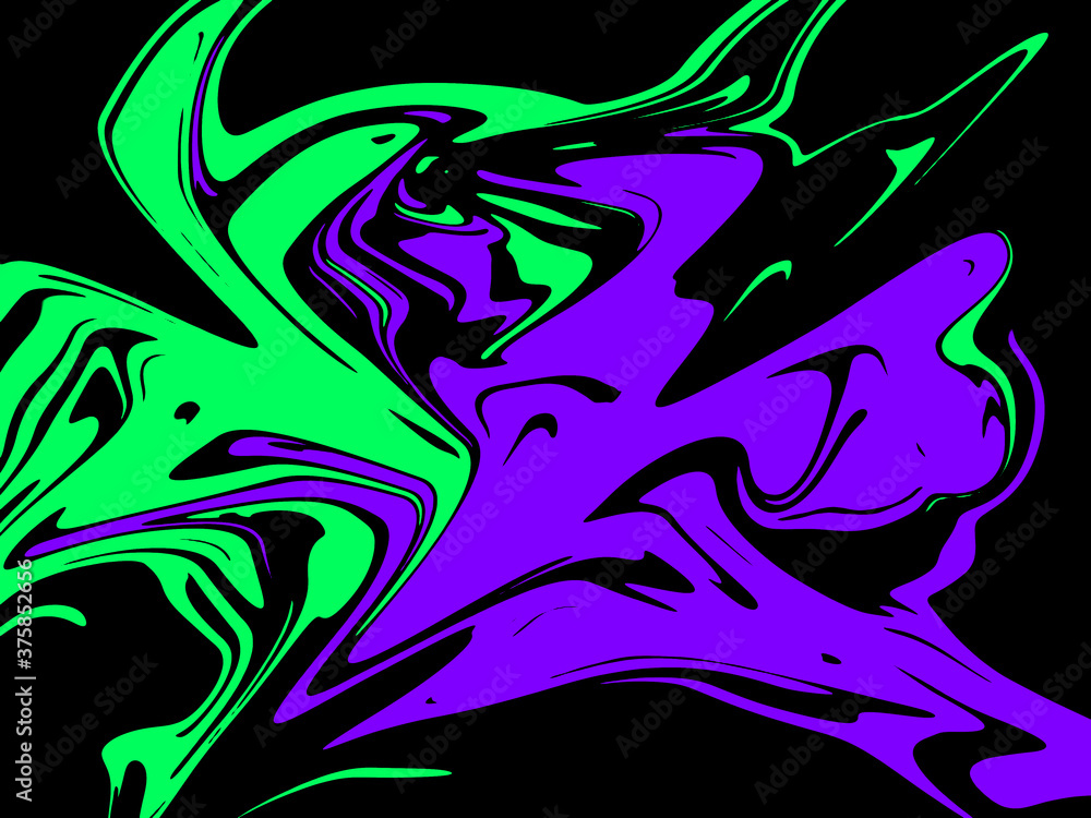 Fototapeta premium dark purple and soft green abstract watercolor pattern luxury and geometric fluid liquid color ink on black.
