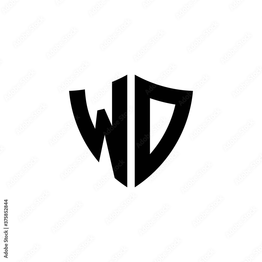 WD monogram logo with shield shape design template WD monogram logo with shield shape design template
