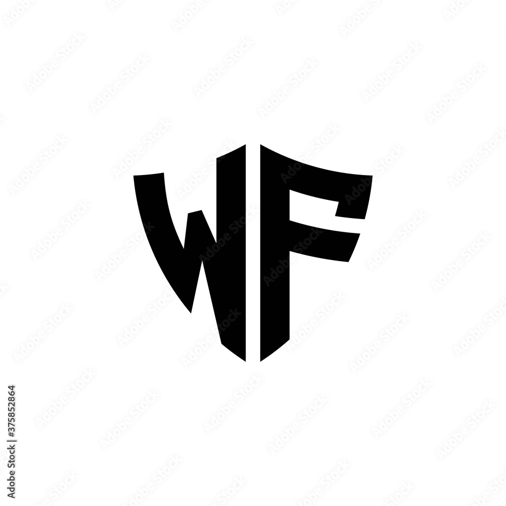 WF monogram logo with shield shape design template WF monogram logo with shield shape design template