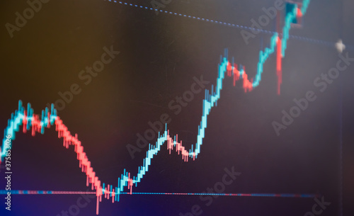 Uptrend graph on the stock market or forex trading platform.