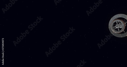 Space Station near Moon, Space Travel - Animation in 3D Rendering