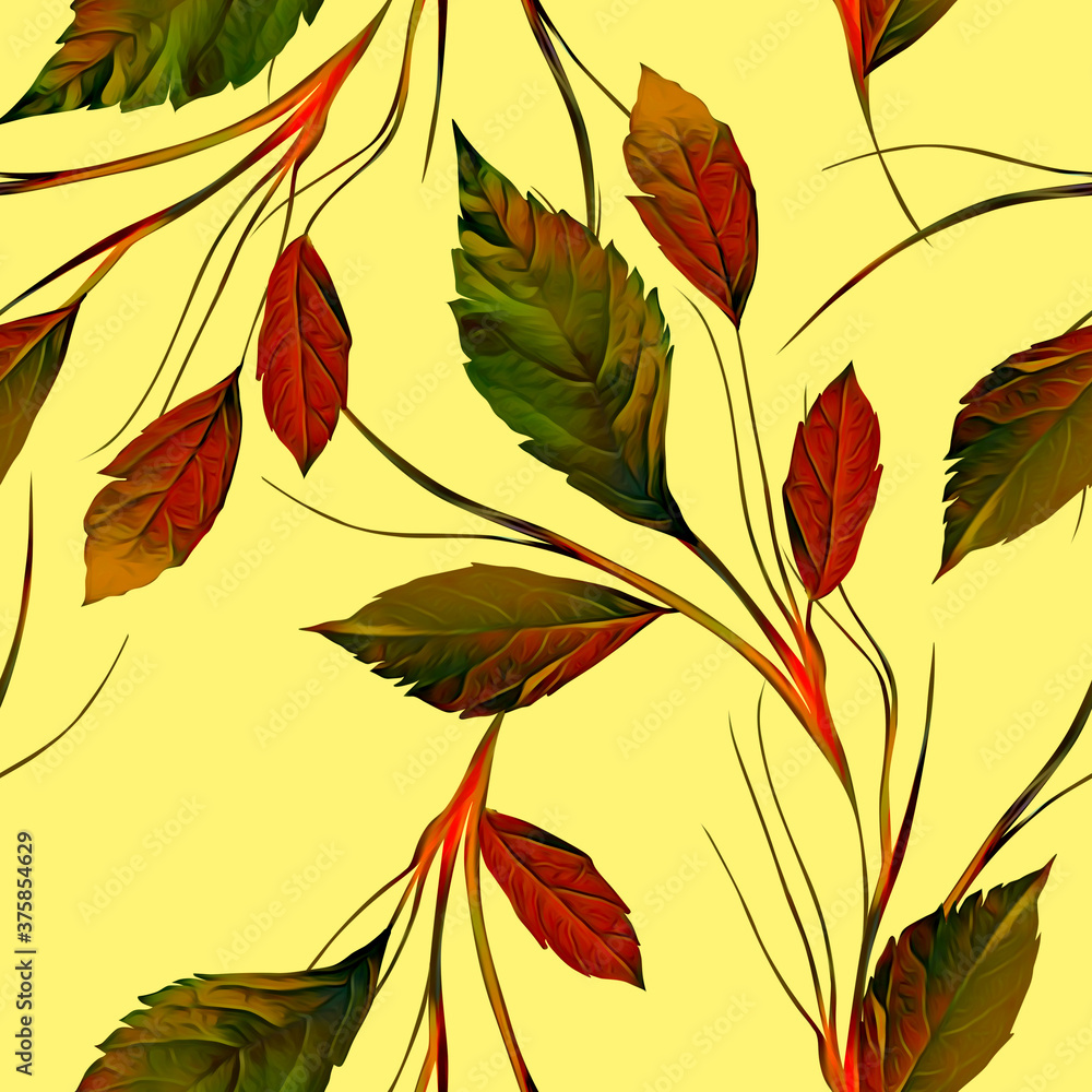 Fototapeta premium Leaves composition, seamless pattern.
