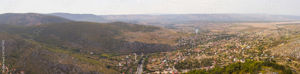 Panoramic view of the valley in which the town of Blagaj is located. Bosnia and Herzegovina