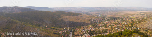 Panoramic view of the valley in which the town of Blagaj is located. Bosnia and Herzegovina