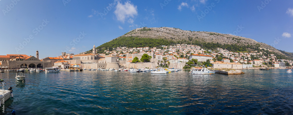 Panoramic view of the pier of the city of Dubrovnik. Croatia