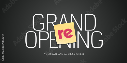 Grand opening or re opening vector banner, illustration.