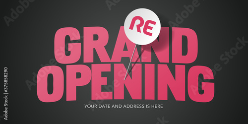 Grand opening or re opening vector background with pin