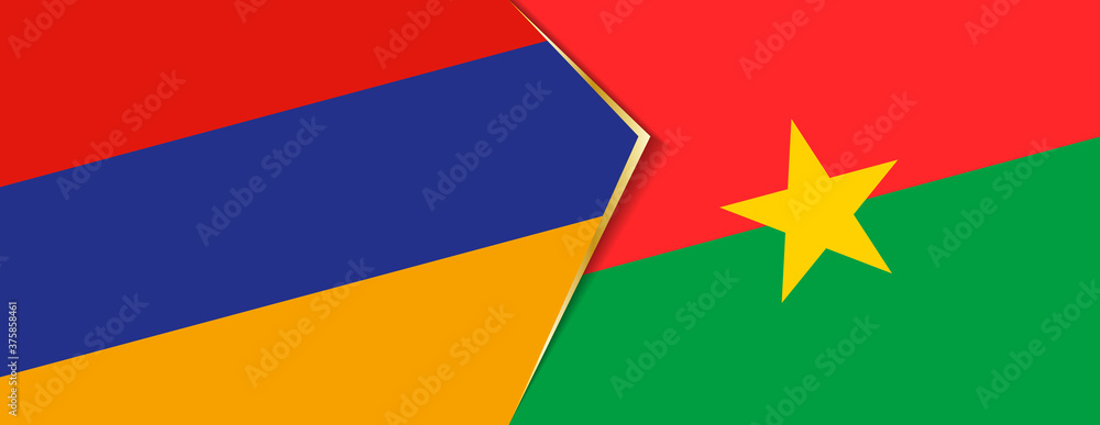 Armenia and Burkina Faso flags, two vector flags. Armenia and Burkina Faso flags, two vector flags.