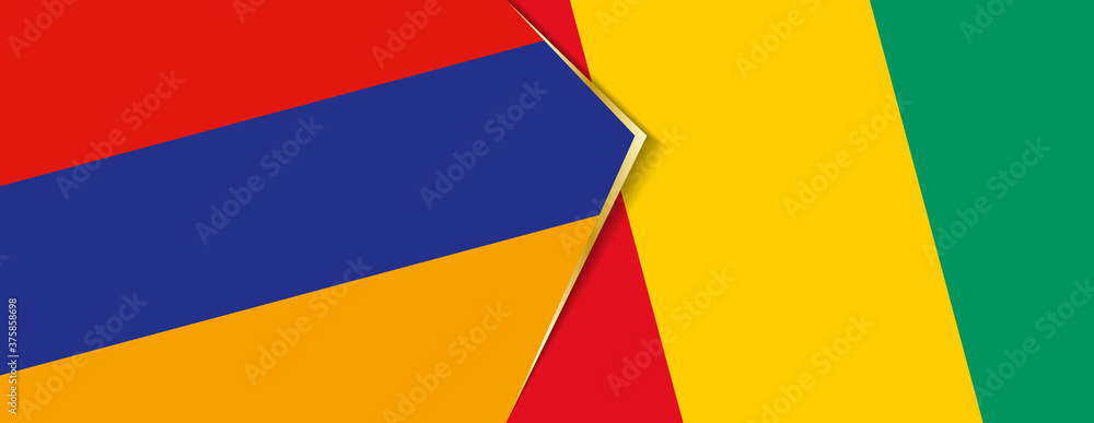 Armenia and Guinea flags, two vector flags. Armenia and Guinea flags, two vector flags.