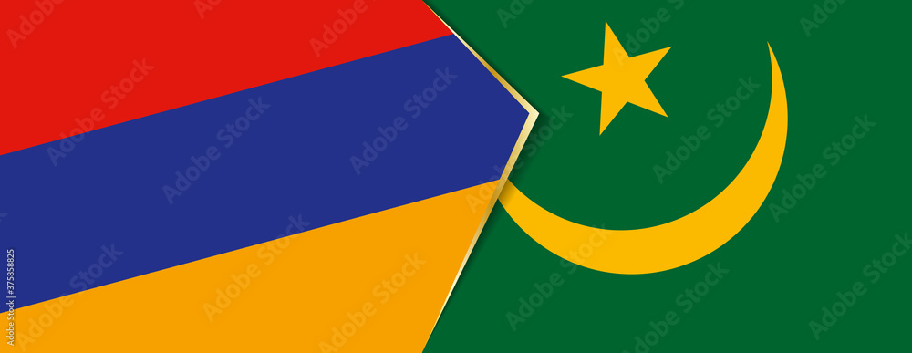 Armenia and Mauritania flags, two vector flags. Armenia and Mauritania flags, two vector flags.