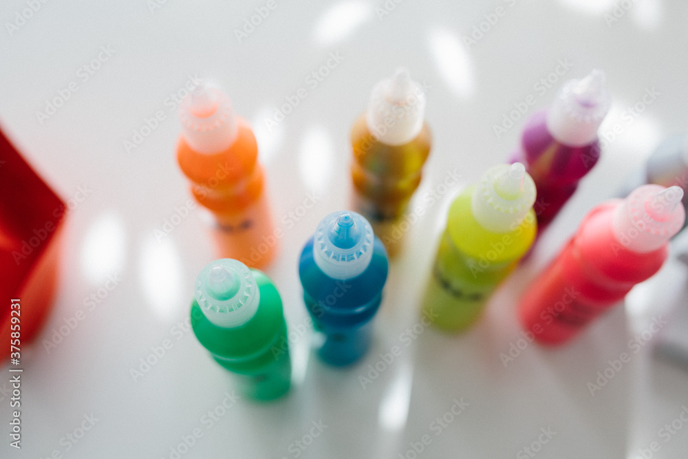 Colorful collection of kids paints Colorful collection of kids paints