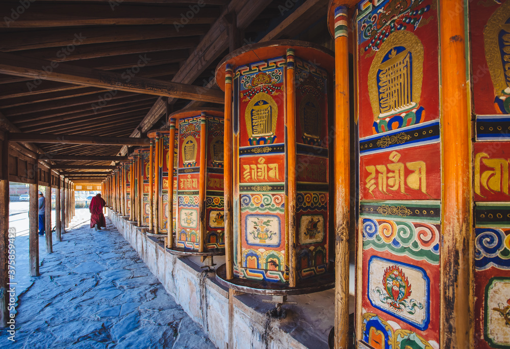 prayer wheels in the Labrang monastery prayer wheels in the Labrang monastery
