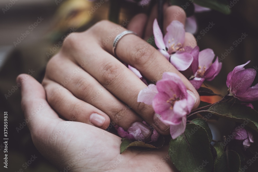 Fototapeta premium bride and groom hands