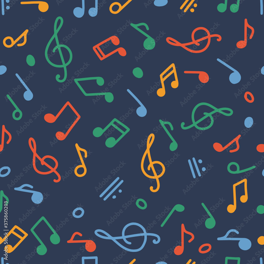 Seamless pattern on the theme of International Music Day on October 1. Decorated with a handwritten inscription and music notes. Seamless pattern on the theme of International Music Day on October 1. Decorated with a handwritten inscription and music notes.