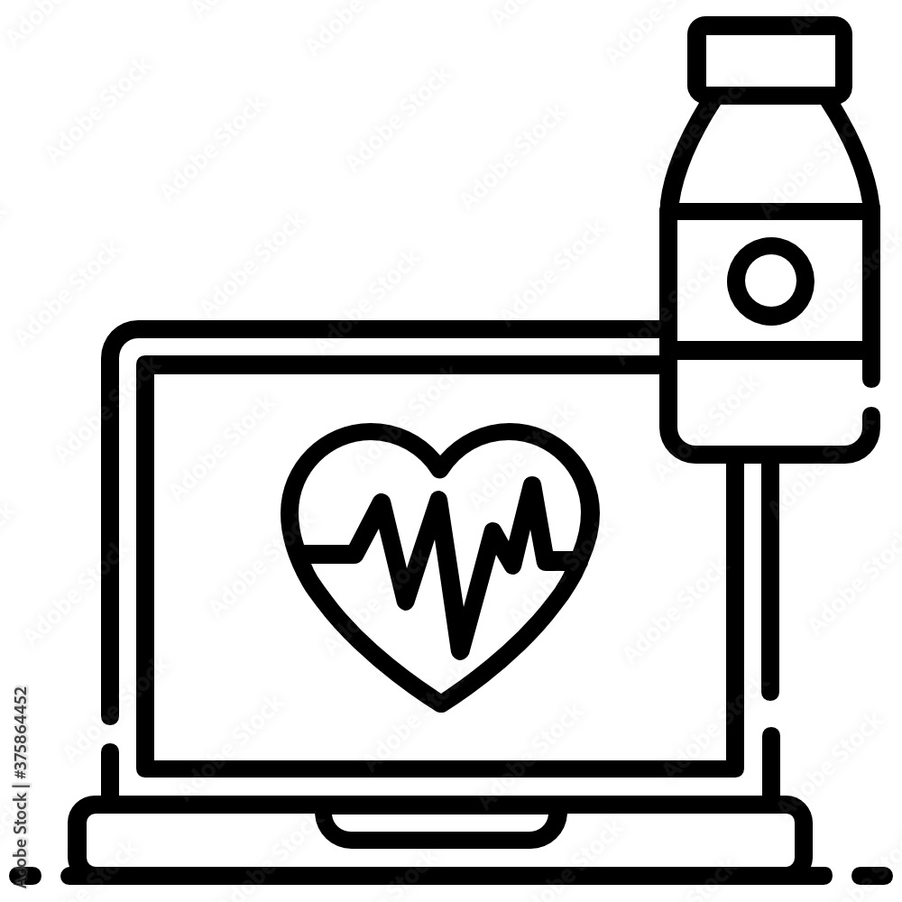 Heart inside laptop with serum bottle, concept of healthcare service icon
Heart inside laptop with serum bottle, concept of healthcare service icon