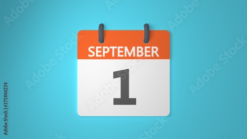 3d render calendar september 1