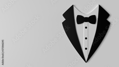 Bilde på lerret 3d render tuxedo icon on white floor