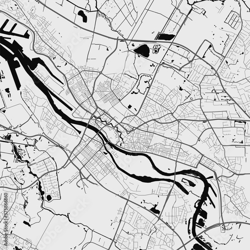 Urban city map of Bremen. Vector poster. Grayscale street map.
