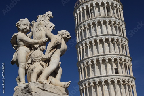 Leaning Tower of Pisa with Fontana dei Putti (Italy)