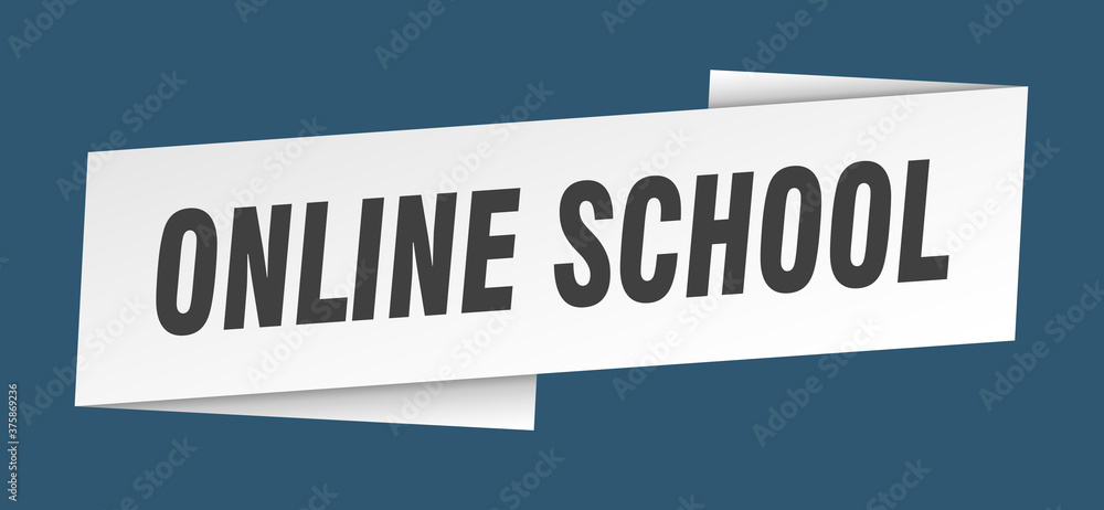 online school banner template. ribbon label sign. sticker