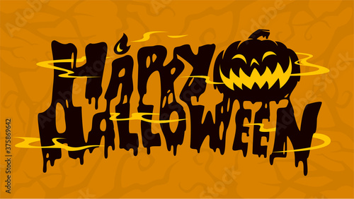 Happy Halloween Text Banner, Vector