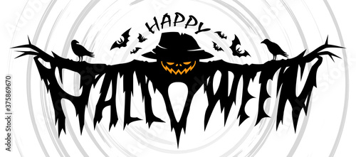 Happy Halloween Text Design, Vector