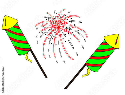vector of city skyline with fireworks