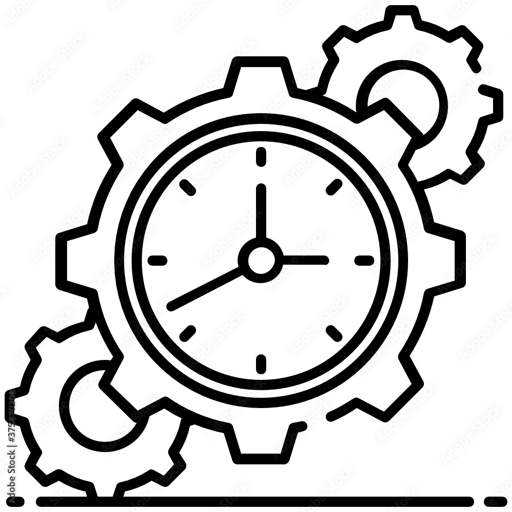 Gears with clock, style of time management icon
Gears with clock, style of time management icon